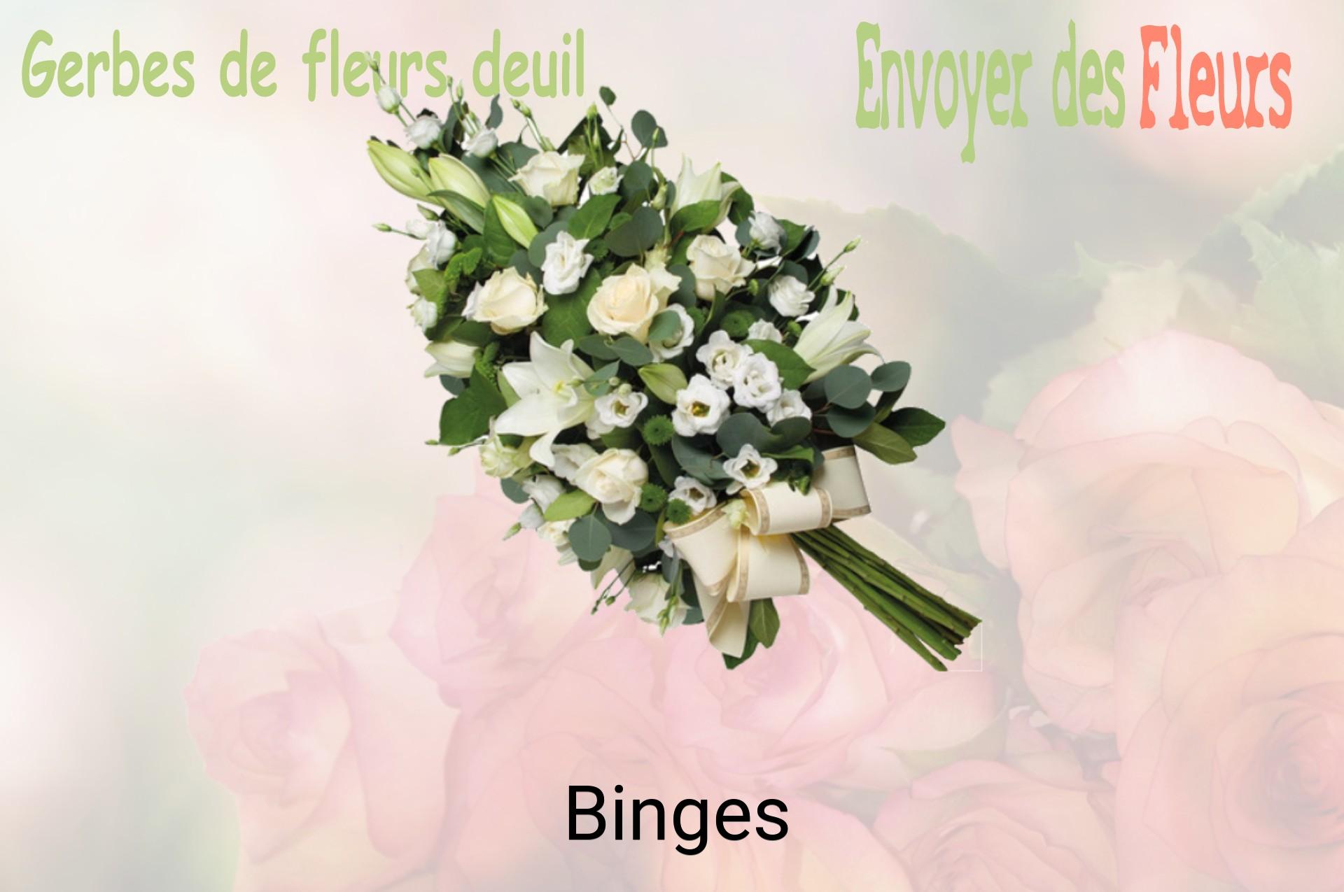 Gerbe de fleurs de deuil livrée à Binges